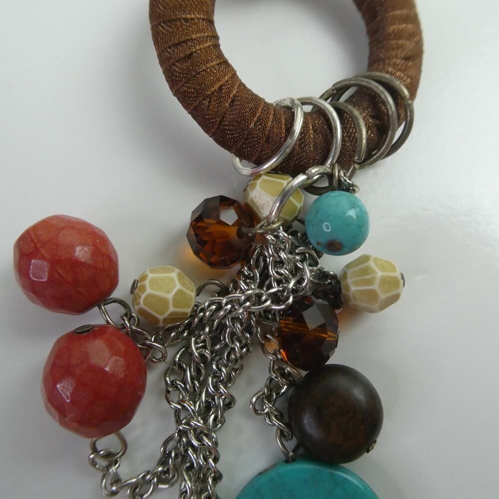 Dangle Statement Dangle Beaded Genuine Stone Cord… - image 4